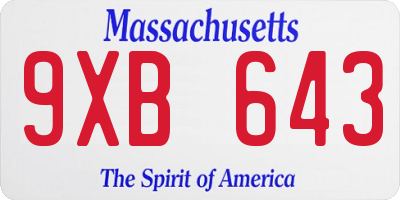 MA license plate 9XB643