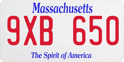 MA license plate 9XB650