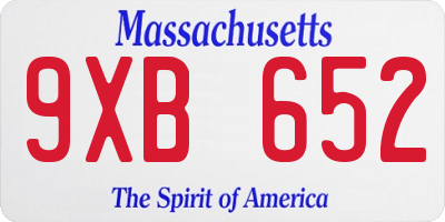 MA license plate 9XB652