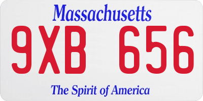 MA license plate 9XB656