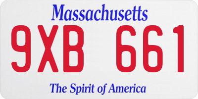 MA license plate 9XB661