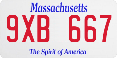 MA license plate 9XB667