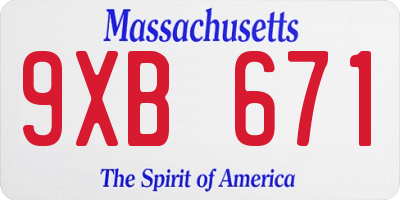 MA license plate 9XB671