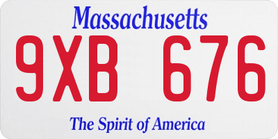 MA license plate 9XB676