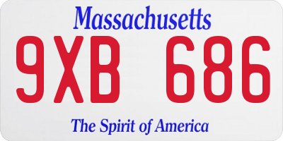 MA license plate 9XB686