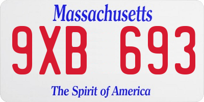 MA license plate 9XB693