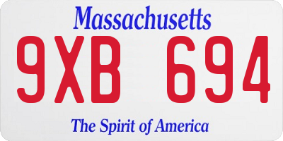 MA license plate 9XB694