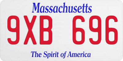 MA license plate 9XB696