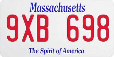MA license plate 9XB698