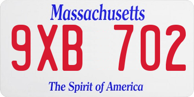 MA license plate 9XB702