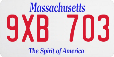 MA license plate 9XB703