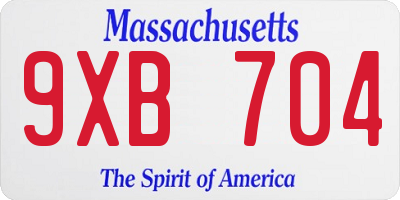 MA license plate 9XB704