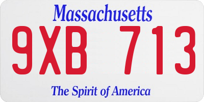 MA license plate 9XB713