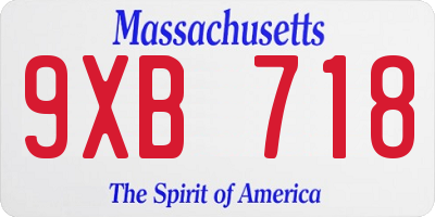 MA license plate 9XB718