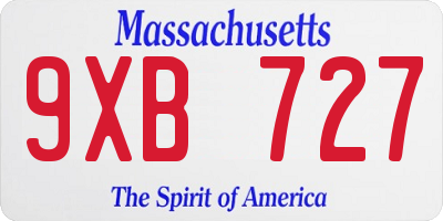 MA license plate 9XB727