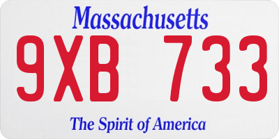 MA license plate 9XB733