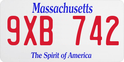 MA license plate 9XB742
