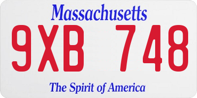 MA license plate 9XB748