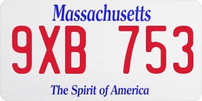 MA license plate 9XB753