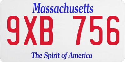 MA license plate 9XB756