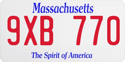 MA license plate 9XB770
