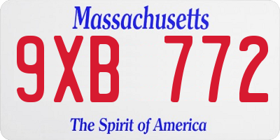 MA license plate 9XB772