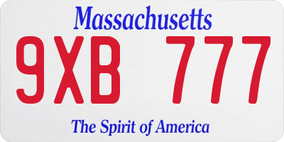 MA license plate 9XB777