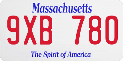MA license plate 9XB780