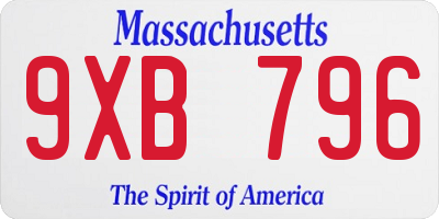 MA license plate 9XB796