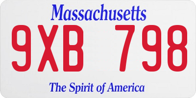 MA license plate 9XB798