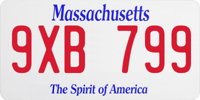 MA license plate 9XB799