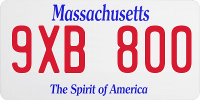 MA license plate 9XB800