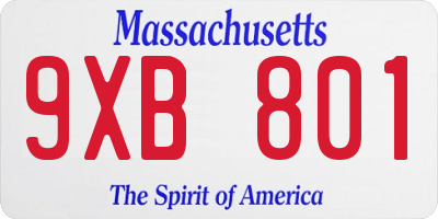 MA license plate 9XB801