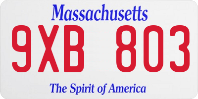MA license plate 9XB803
