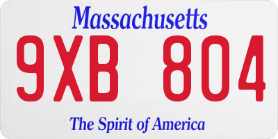 MA license plate 9XB804
