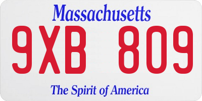 MA license plate 9XB809