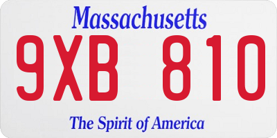 MA license plate 9XB810