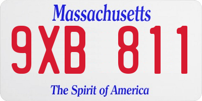 MA license plate 9XB811