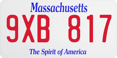 MA license plate 9XB817