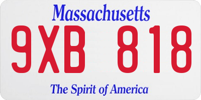 MA license plate 9XB818