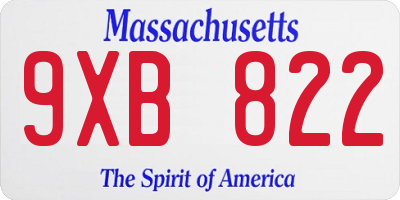 MA license plate 9XB822