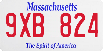 MA license plate 9XB824