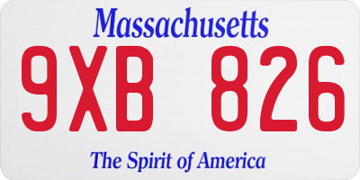 MA license plate 9XB826