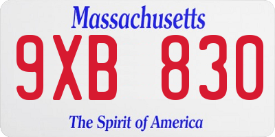 MA license plate 9XB830