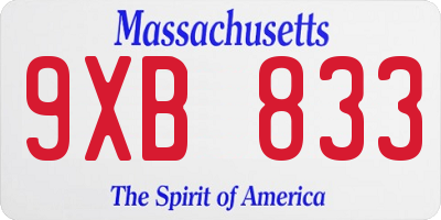 MA license plate 9XB833