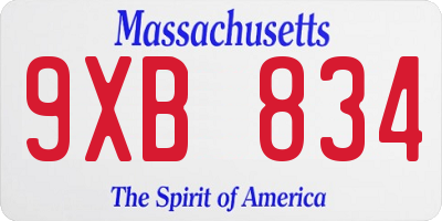 MA license plate 9XB834