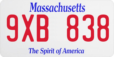 MA license plate 9XB838