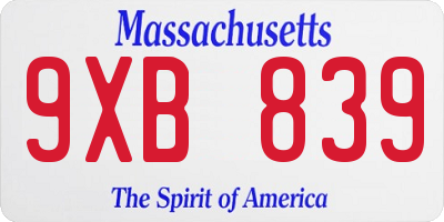 MA license plate 9XB839