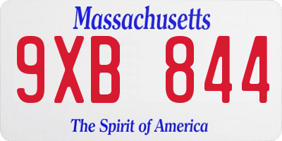 MA license plate 9XB844