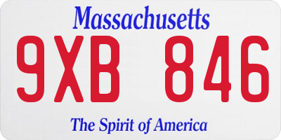 MA license plate 9XB846